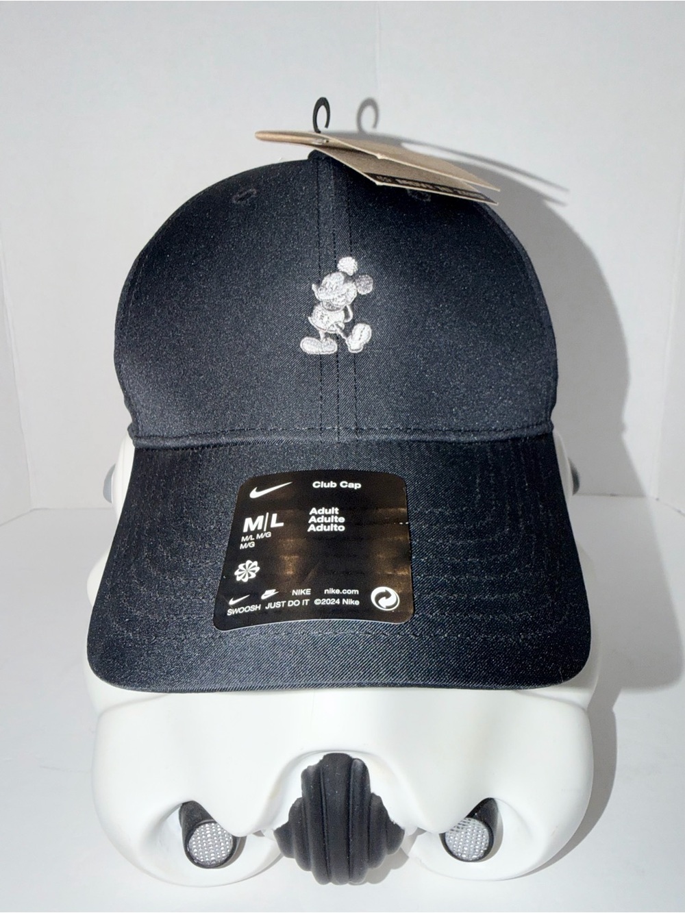 Disney Parks x Nike Dri-Fit Club Cap Mickey Mouse Black Golf Hat Adult M/L NWT